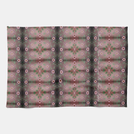  roze bloemige keukenhanddoek (Horizontaal)