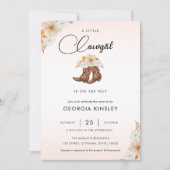 Roze bloemige kleine cowgirl western baby shower kaart (Voorkant)