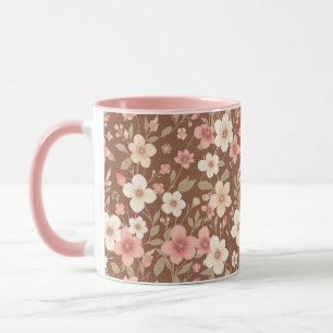 Roze bloemige koffiemok mok
