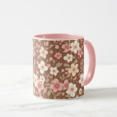 Roze bloemige koffiemok mok (Voorkant rechts)
