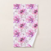 roze bloemige kokettenbloemen bad handdoek (Handdoek)