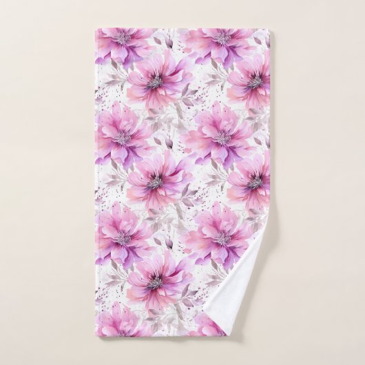  roze bloemige kokettenbloemen bad handdoek (Handdoek)