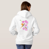 Roze bloemige Kolibries Hoodie (Achterkant volledig)