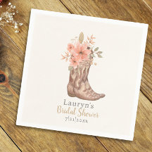 Roze Bloemige Laarzen Cowgirl Bruiloft Feestservet