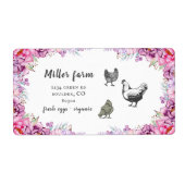 Roze Bloemige Landelijke Script Eierdoos Label (Voorkant)