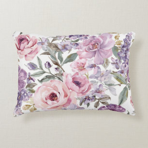 Roze Bloemige Lavendel Roos Aquarel Paarse Bloem Accent Kussen