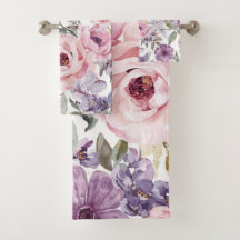 Roze Bloemige Lavendel Roos Aquarel Paarse Bloem