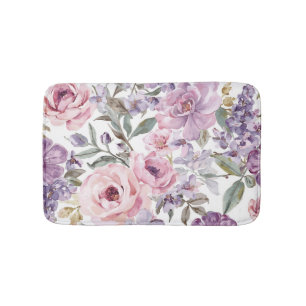 Roze Bloemige Lavendel Roos Aquarel Paarse Bloem Badmat