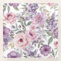 Roze Bloemige Lavendel Roos Aquarel Paarse Bloem