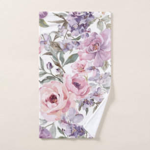Roze Bloemige Lavendel Roos Aquarel Paarse Bloem Handdoek