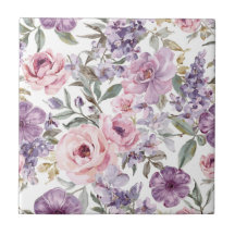 Roze Bloemige Lavendel Roos Aquarel Paarse Bloem