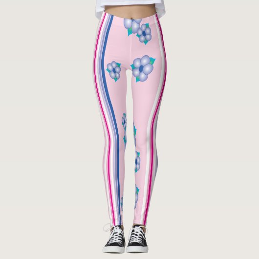 Roze bloemige Leggings (Voorkant)