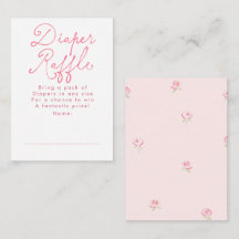Roze bloemige leuke luierraffle baby shower ticket