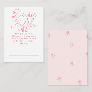 Roze bloemige leuke luierraffle baby shower ticket informatiekaartje