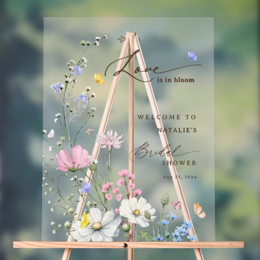 Roze bloemige liefde in bloeiende bruidsfeest bevr acryl bord (Neutraal)