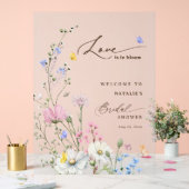 Roze bloemige liefde in bloeiende bruidsfeest bevr acryl bord (Huwelijk)