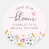 Roze bloemige liefde staat in bloei ronde sticker (Voorkant)