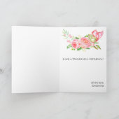 Roze Bloemige Lieve Sentimentele Vlinder Verjaarda Kaart (Binnen)