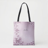 Roze Bloemige Loof Totetas Tote Bag (Voorkant)