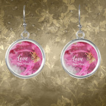 Roze bloemige 'Love You More' verzilverde druppel