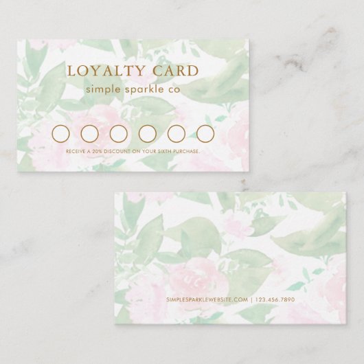  roze bloemige loyaliteit Kaart Klantenkaartje (Voorkant / Achterkant)