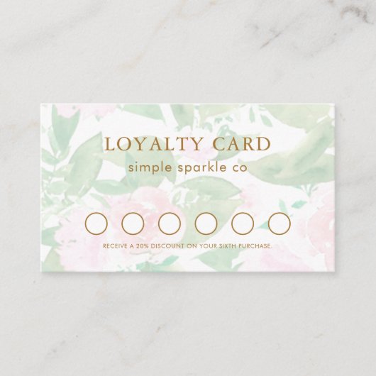  roze bloemige loyaliteit Kaart Klantenkaartje (Voorkant)