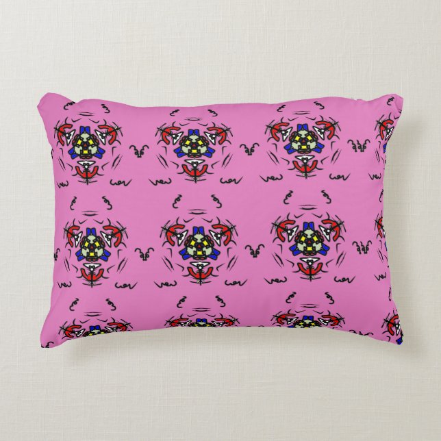Roze Bloemige Mandala" Accent Kussen (Voorkant)