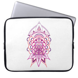 Roze Bloemige Mandala Laptop Hoes Aesthetische B