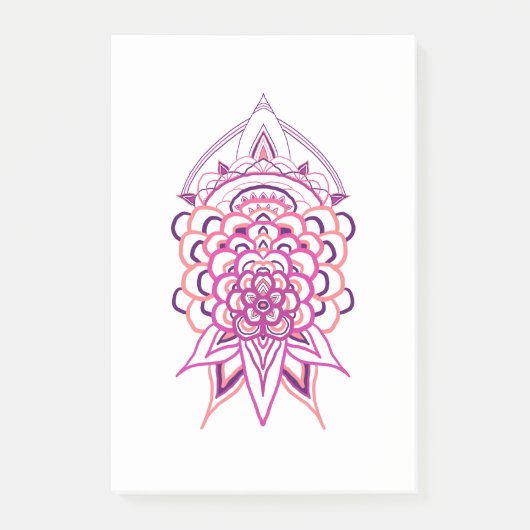 Roze Bloemige Mandala Post-it Notities | Aesthetis Post-it® Notes (Voorkant)