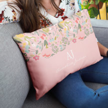Roze bloemige meisjesachtige chic monogram naam ge