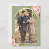 Roze Bloemige Metselaars Pot Foto Bruiloft Save The Date (Achterkant)