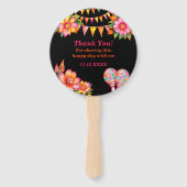 Roze Bloemige Mexicaanse Bruiloftsfeest Bruidsfees Handwaaier (Achterkant)