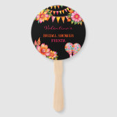 Roze Bloemige Mexicaanse Bruiloftsfeest Bruidsfees Handwaaier (Voorkant)