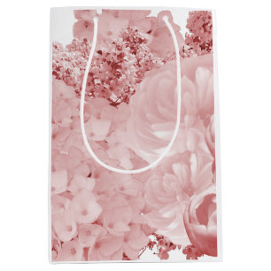 Roze Bloemige Middenformaat Cadeautas