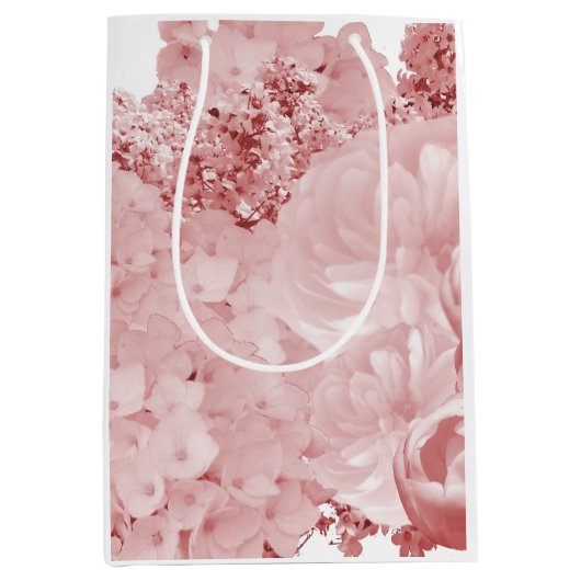 Roze Bloemige Middenformaat Cadeautas (Voorkant)