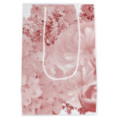 Roze Bloemige Middenformaat Cadeautas (Achterkant)