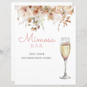 Roze bloemige Mimosa Bar champagne menu bord (Voorkant / Achterkant)