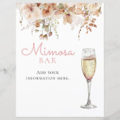 Roze bloemige Mimosa Bar champagne menu bord (Voorkant)