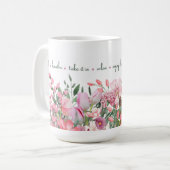 Roze bloemige 'Mindful Blooms' Mok (Voorkant links)