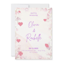 Roze bloemige minimalistische gelukkige trouw uitn