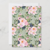 Roze Bloemige Mintgroene 90e Verjaardag Kaart (Achterkant)