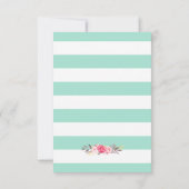Roze bloemige mintgroene witte strepen RSVP (Achterkant)