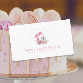 Roze Bloemige Mixer Bakkerij Gebak Chef Visitekaartje