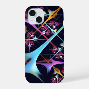 Roze Bloemige Moderne Abstracte Kunst Kleurpatroon iPhone 15 Case