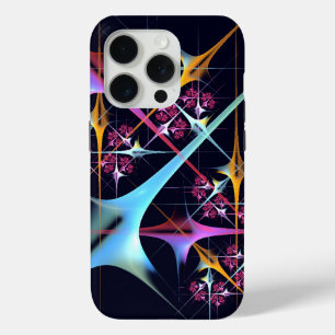 Roze bloemige moderne abstracte kunstkleurpatroon  iPhone 15 pro case