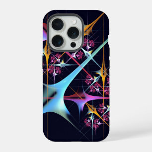 Roze bloemige moderne abstracte kunstkleurpatroon iPhone 15 pro case