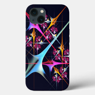 Roze bloemige moderne abstracte kunstkleurpatroon iPhone 13 hoesje