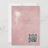 Roze Bloemige Moderne Katholieke QR Code Trouwen Kaart (Achterkant)