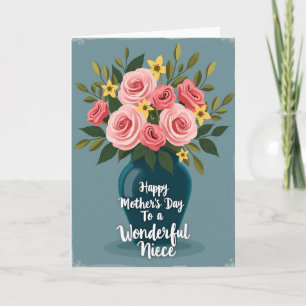 Roze Bloemige Moeder Liefde Kaart