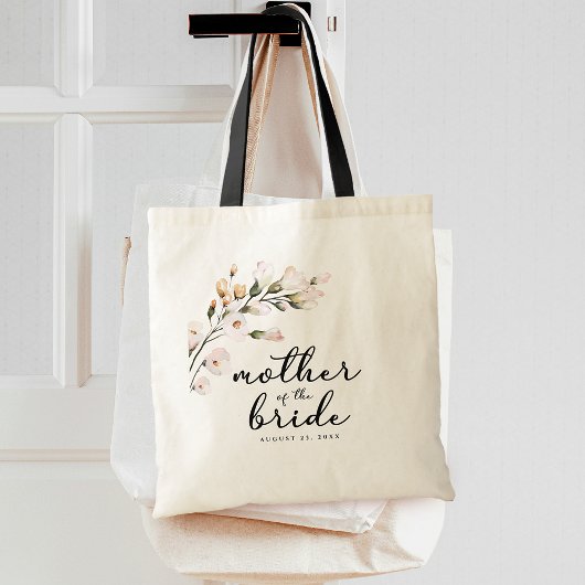 Roze bloemige moeder van de bruid tote bag
